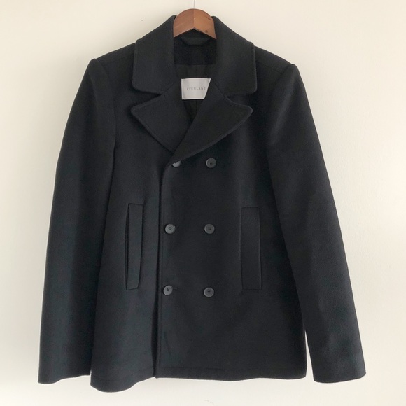 Everlane Jackets & Blazers - Everlane Wool Double Breasted Pea Coat Black Med